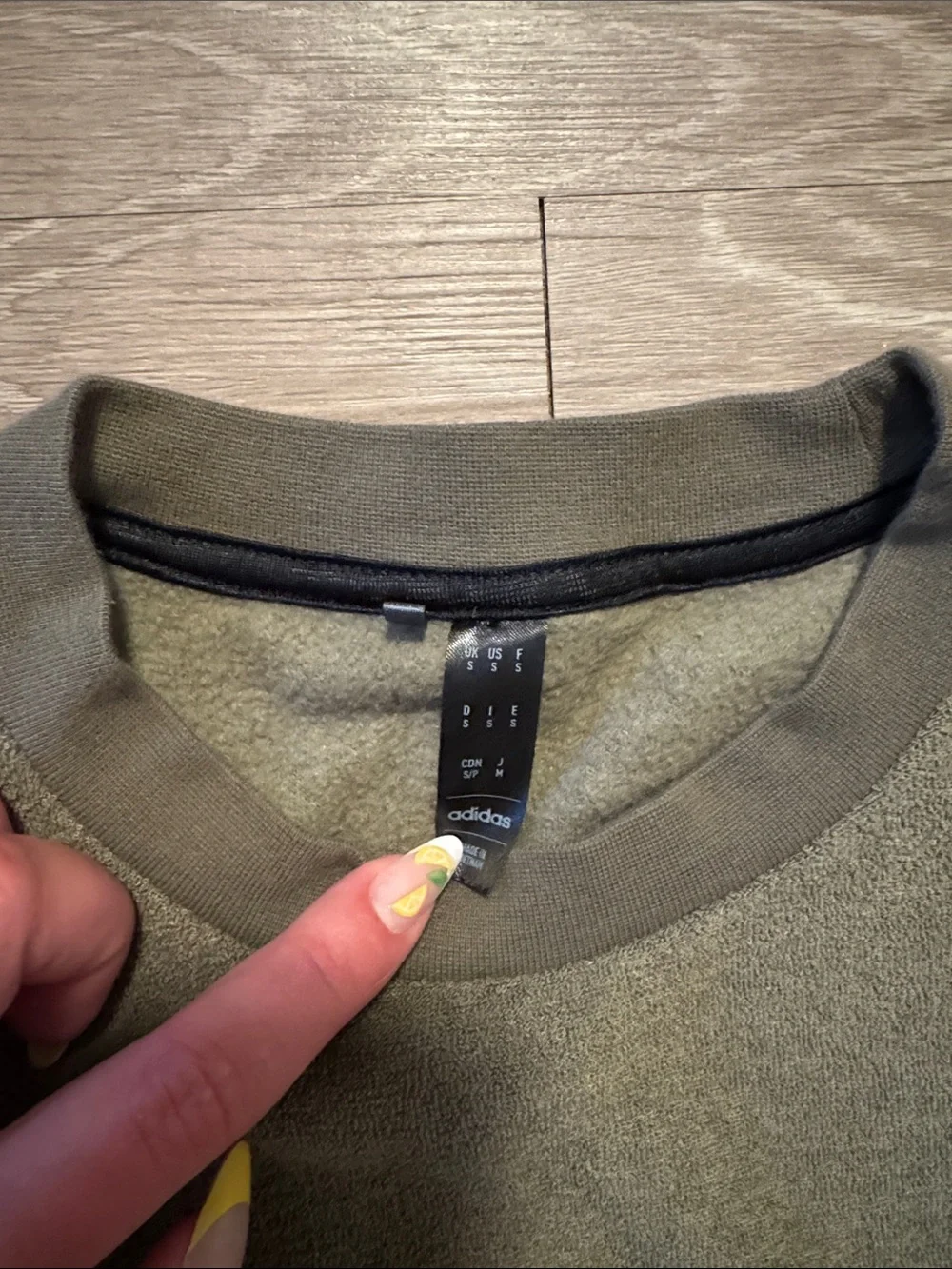 adidas Men's Olive Terry Crewneck Pullover Sweater